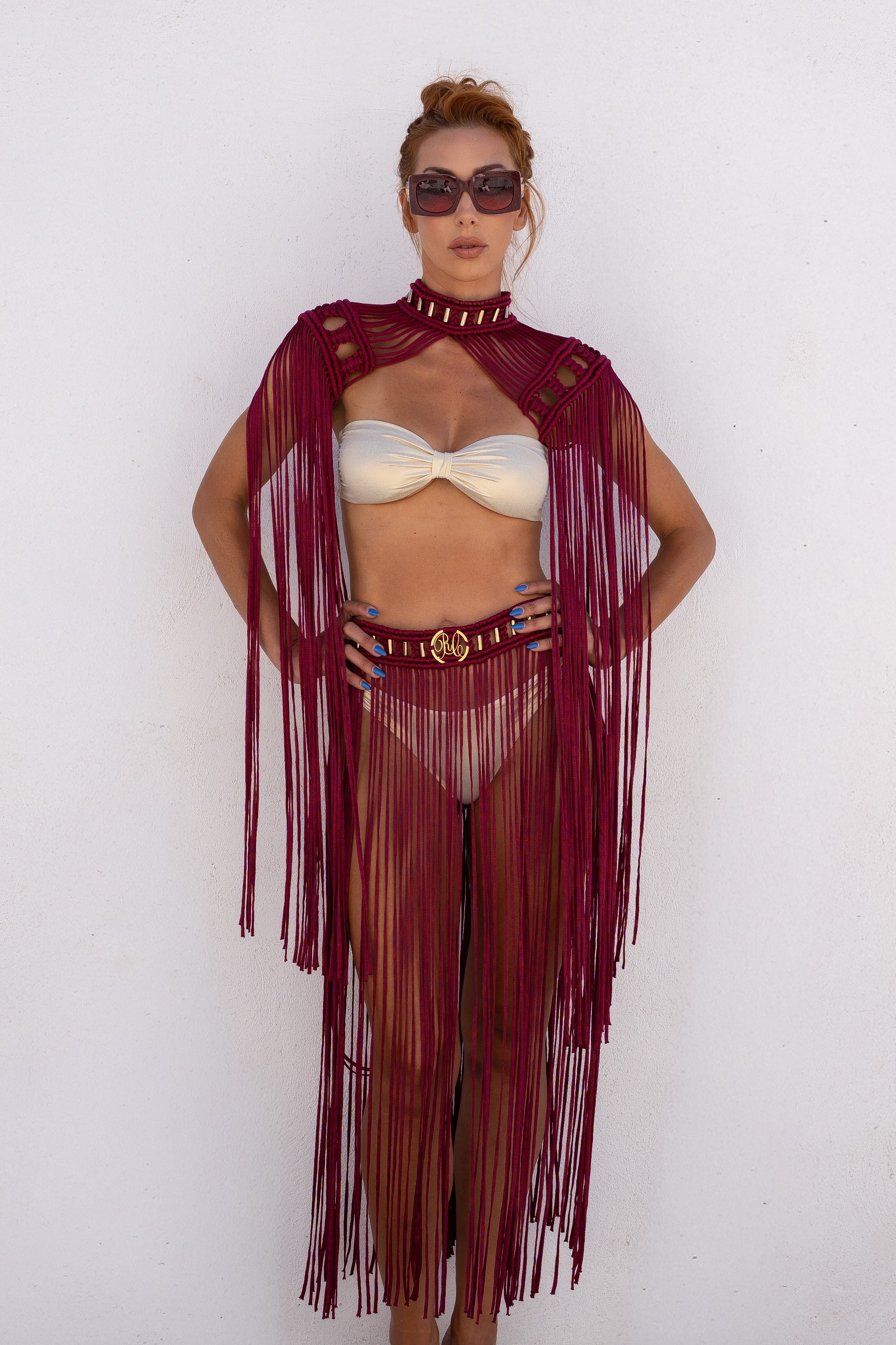 Black, Burgundy or Gold Two Piece Macrame Dress
