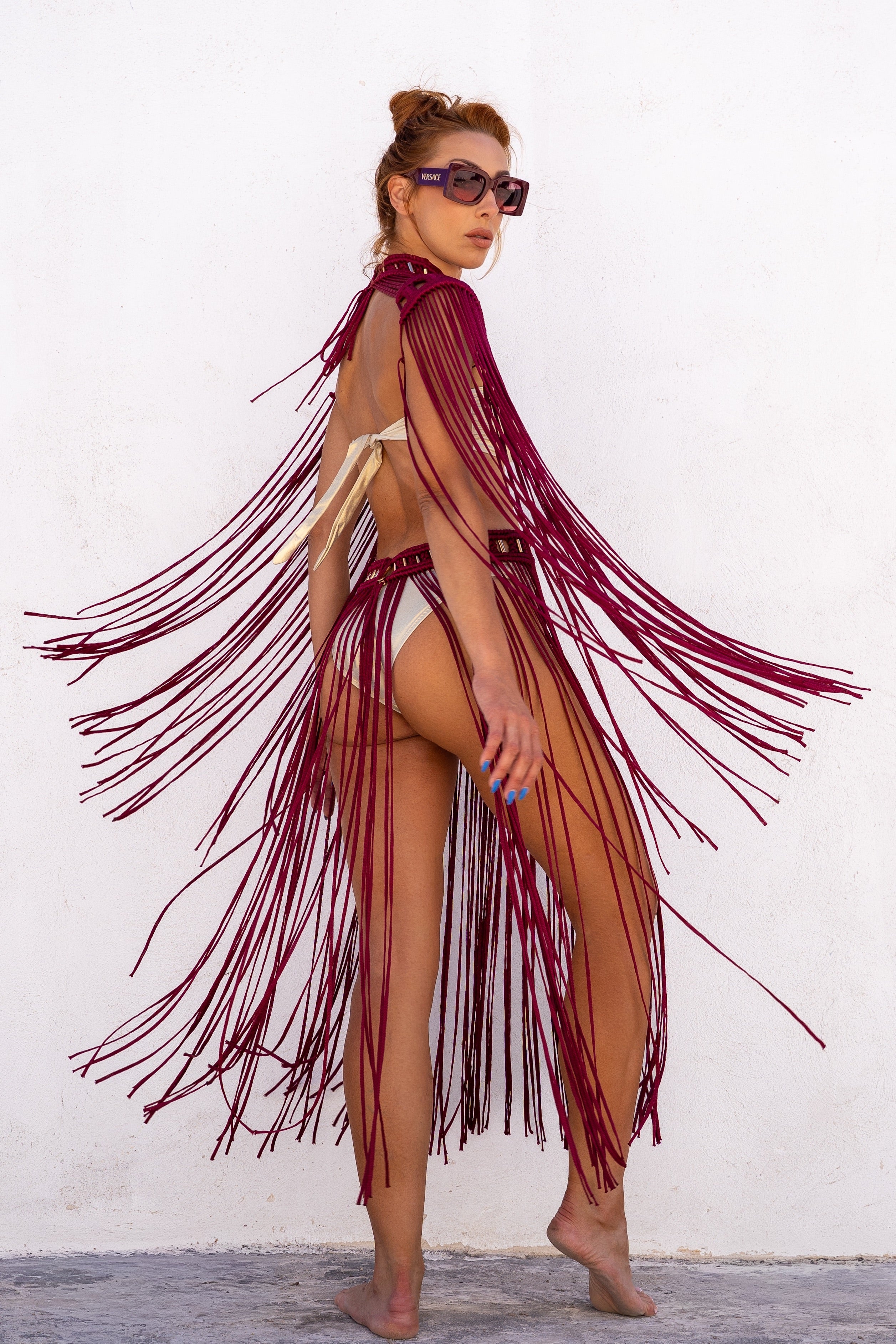 Black, Burgundy or Gold Two Piece Macrame Dress