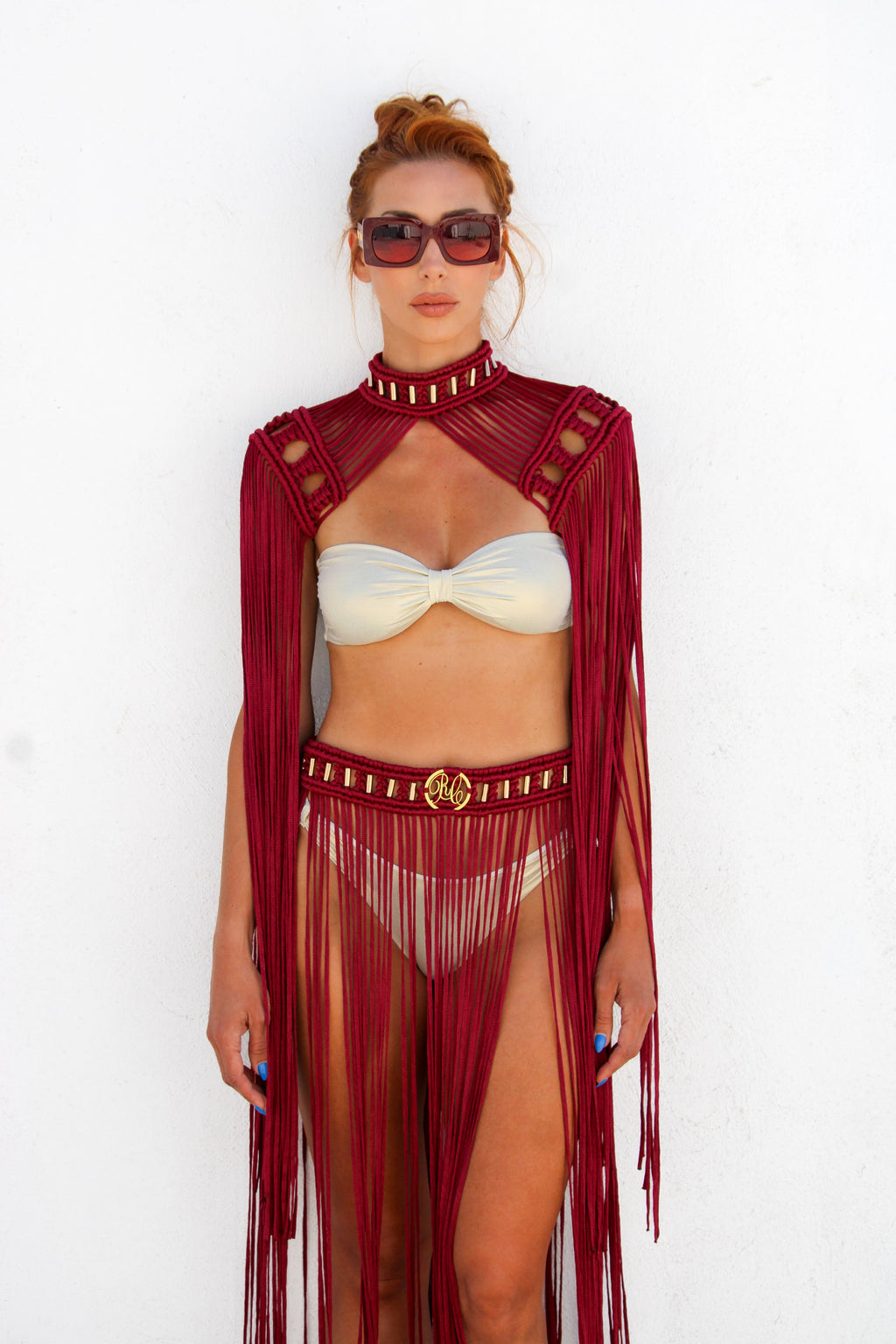 Black, Burgundy or Gold Two Piece Macrame Dress