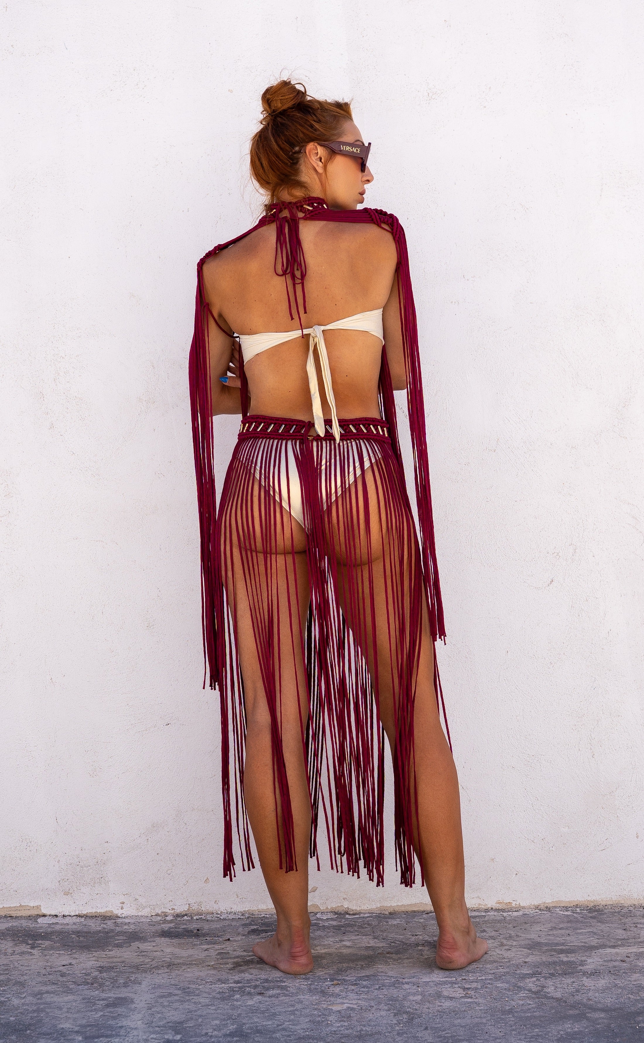 Black, Burgundy or Gold Two Piece Macrame Dress
